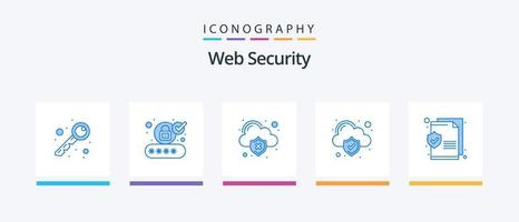 Web Security Blue 5 Icon Pack inklusive Text. dokumentieren. Daten. Cloud Computing. Wolke. kreatives Symboldesign vektor