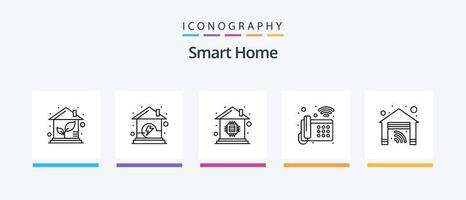 Smart Home Line 5 Icon Pack inklusive Kamera. Aufzeichnung. Anruf. Überwachung. Videoüberwachung kreatives Symboldesign vektor