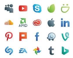 20 Social Media Icon Pack inklusive plurk linkedin sound apple cc vektor
