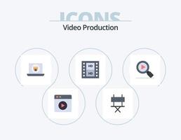 Videoproduktion Flat Icon Pack 5 Icon Design. Video. Forschung. Laptop. Multimedia. Medien vektor