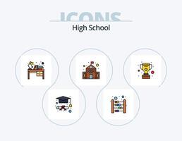 High-School-Linie gefüllt Icon Pack 5 Icon-Design. Farbe. lernen. Gestell. online. Mathematik vektor