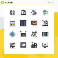 16 platt Färg fylld linje begrepp för webbplatser mobil och appar browser dusch tvål insekt bad tvål säkerhet redigerbar kreativ vektor design element