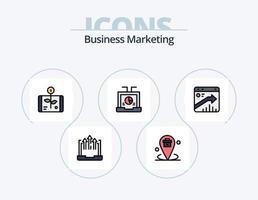 Business-Marketing-Linie gefüllt Icon Pack 5 Icon-Design. Lage. Unternehmen. Prüfbericht. Platzhalter. Lage vektor