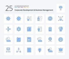 företags- utveckling och företag förvaltning 25 blå Färg ikon packa Inklusive mänsklig. förmågor. deadline. Kompetens. Kolla på vektor