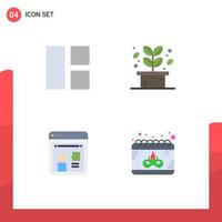 4 platt ikon begrepp för webbplatser mobil och appar collage uppkopplad layout växt arbetssätt redigerbar vektor design element
