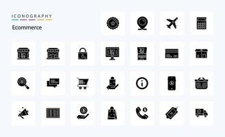 25 E-Commerce-Solid-Glyphen-Icon-Pack vektor