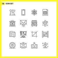 16 Benutzeroberflächen-Gliederungspaket moderner Zeichen und Symbole des Lampentischs Android Excel Internet editierbare Vektordesign-Elemente vektor
