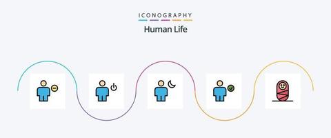 mänsklig linje fylld platt 5 ikon packa Inklusive kolla upp. avatar. mänsklig. natt. mänsklig vektor