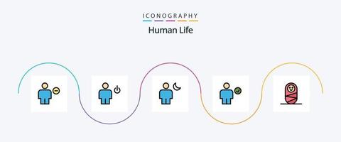 mit menschlicher Linie gefülltes flaches 5-Icon-Paket inklusive Scheck. Benutzerbild. Mensch. Nacht. Mensch vektor