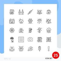 piktogram uppsättning av 25 enkel rader av fast egendom Hem träd premie nål redigerbar vektor design element