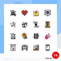 Modernes Set aus 16 flachen, farbigen Linien und Symbolen wie Clean Service Day hilft bei der Kontaktaufnahme mit editierbaren kreativen Vektordesign-Elementen vektor