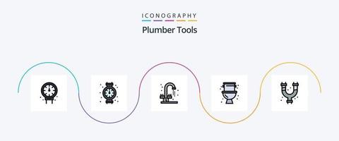 Klempnerleitung gefülltes flaches 5-Icon-Paket einschließlich . Installation. mechanisch. Klempner. mechanisch vektor