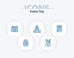 Ostern blau Icon Pack 5 Icon Design. Ostern. Bibel. Ei. kreuzen. Haus vektor