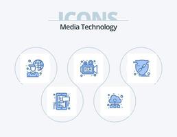 Medientechnologie blau Icon Pack 5 Icon Design. Film. Video. Wolke. Film. Netzwerk vektor