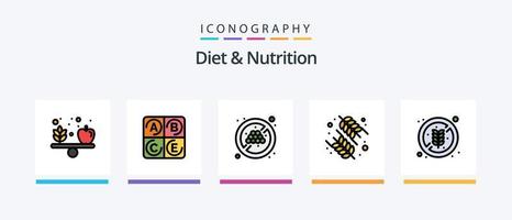 diet och näring linje fylld 5 ikon packa Inklusive mat. beta med löv. diet. färsk. diet. kreativ ikoner design vektor