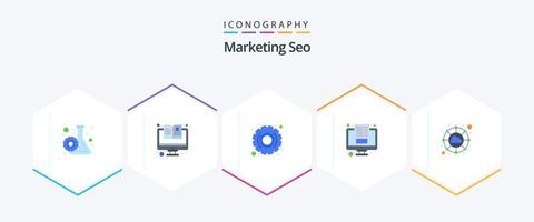 Marketing SEO 25 Flat Icon Pack inklusive Internet. Bildschirm. Optimierung. bloggen. Artikel vektor