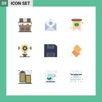 uppsättning av 9 modern ui ikoner symboler tecken för godis diskett klöver diskett redskap redigerbar vektor design element