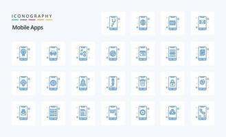 25 mobile Apps blaues Symbolpaket vektor