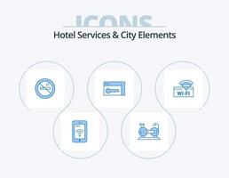 hotell tjänster och stad element blå ikon packa 5 ikon design. hotell. nyckel. kondition. säkerhet. hotell vektor