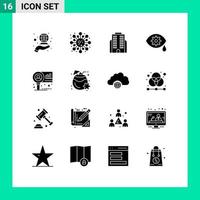 uppsättning av 16 modern ui ikoner symboler tecken för forskning diagram byggnad Diagram öga redigerbar vektor design element