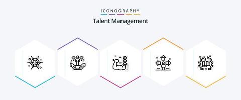 talang förvaltning 25 linje ikon packa Inklusive användare. riktning. Stöd. muskel. Träning vektor