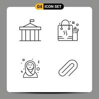 4 universelle Linienzeichen Symbole der Akropolis Eid Court Bag arabische editierbare Vektordesign-Elemente vektor