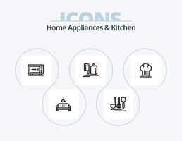 Haushaltsgeräte und Küchenlinie Icon Pack 5 Icon Design. Heimat. Service. Maschine. Hotel . Tee vektor