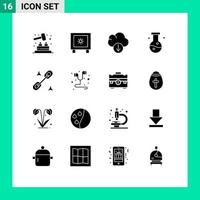 Stock Vector Icon Pack mit 16 Zeilenzeichen und Symbolen für SEO Clip Data Science zusammengesetzte editierbare Vektordesign-Elemente