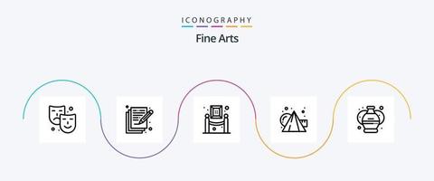 Fine Arts Line 5 Icon Pack inklusive Kunst. Würfel. Kunst. malen. Kunst vektor