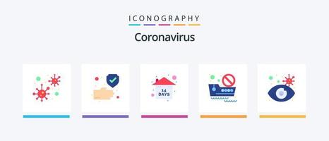 Coronavirus Flat 5 Icon Pack inklusive Ansicht. Auge. Veranstaltung. reisen. Kreuzfahrt. kreatives Symboldesign vektor