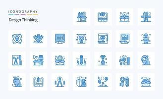 25 Design-Thinking-Blau-Icon-Pack vektor