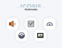 Multimedia-Linie gefüllt Icon Pack 5 Icon-Design. . Volumen. vektor