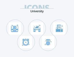 Universität blau Icon Pack 5 Icon Design. komponieren. Bücher. Schulschließfächer. Schreibtisch. Schreibtisch vektor