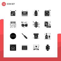 Solides Glyphenpaket mit 16 universellen Symbolen für Lampenwaschflaschen Smart Control editierbare Vektordesign-Elemente vektor