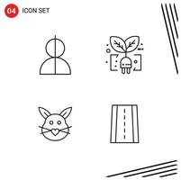4 kreative Symbole moderne Zeichen und Symbole des Avatar-Kaninchenprofils grüne Liebe editierbare Vektordesign-Elemente vektor