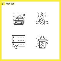 4 kreative Symbole moderne Zeichen und Symbole des Campings stornieren Busschreibgeräte editierbare Vektordesign-Elemente vektor