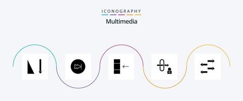 Multimedia Glyph 5 Icon Pack inklusive . Verkehr. Daten. importieren. Sicherheit vektor