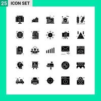 Stock Vector Icon Pack mit 25 Zeilenzeichen und Symbolen für Candy Real Computer House Login editierbare Vektordesign-Elemente
