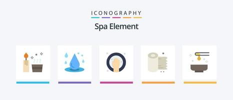 Spa Element Flat 5 Icon Pack inklusive Schönheit. rollen. Wasser. Papier. Spa. kreatives Symboldesign vektor