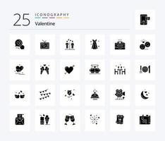 valentine 25 fast glyf ikon packa Inklusive flicka. par. film. kvinnor. kärlek vektor