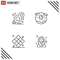 Satz von 4 modernen ui-Symbolen Symbole Zeichen für Tag Sonne Symbol Globus Schach editierbare Vektordesign-Elemente vektor