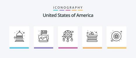 USA linje 5 ikon packa Inklusive . järnväg. stjärna. mina. ljus. kreativ ikoner design vektor