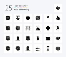 Essen 25 solides Glyphen-Icon-Pack inklusive Essen. nein. Füllung. Lebensmittel. Burger vektor