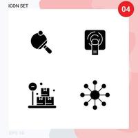 4 kreativ ikoner modern tecken och symboler av pong paket tennis finger tuch nätverk redigerbar vektor design element