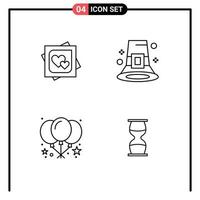 4 kreativ ikoner modern tecken och symboler av kort pilgrim äktenskap kort falla ballong redigerbar vektor design element