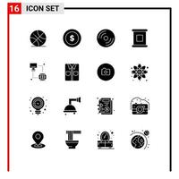uppsättning av 16 modern ui ikoner symboler tecken för teknologi sylt enheter mat pc redigerbar vektor design element