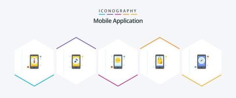 mobil Ansökan 25 platt ikon packa Inklusive gränssnitt. uppkopplad app. app. shoppa. väska vektor