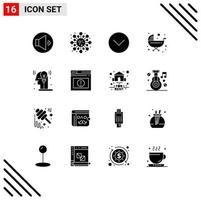 Stock Vector Icon Pack mit 16 Zeilen Zeichen und Symbolen für Prozess Trolley Medien Kinderwagen Kinder editierbare Vektordesign-Elemente