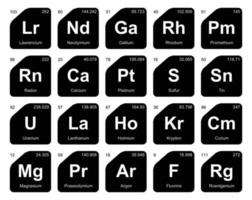 20 prejodisk tabell av de element ikon packa design vektor