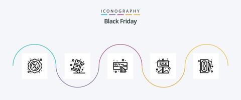 svart fredag linje 5 ikon packa Inklusive kontanter. försäljning styrelse. köpa. försäljning. baner vektor